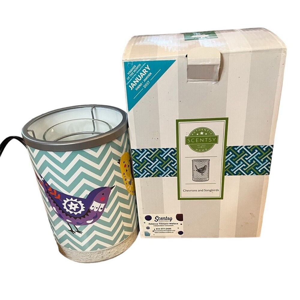 Scentsy Wax Warmer CHEVRONS and SONGBIRDS w/ Cement Base Birds Retired